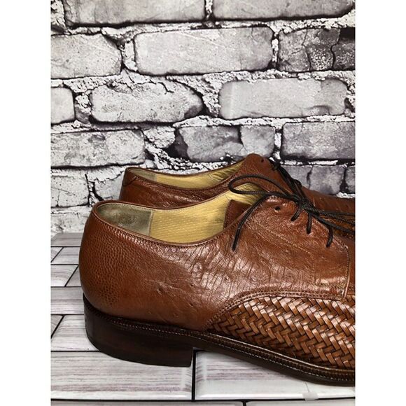 Caporicci Italy Vintage Almond Genuine Ostrich Woven Dress Shoes Men 13M US/46EU main image 14